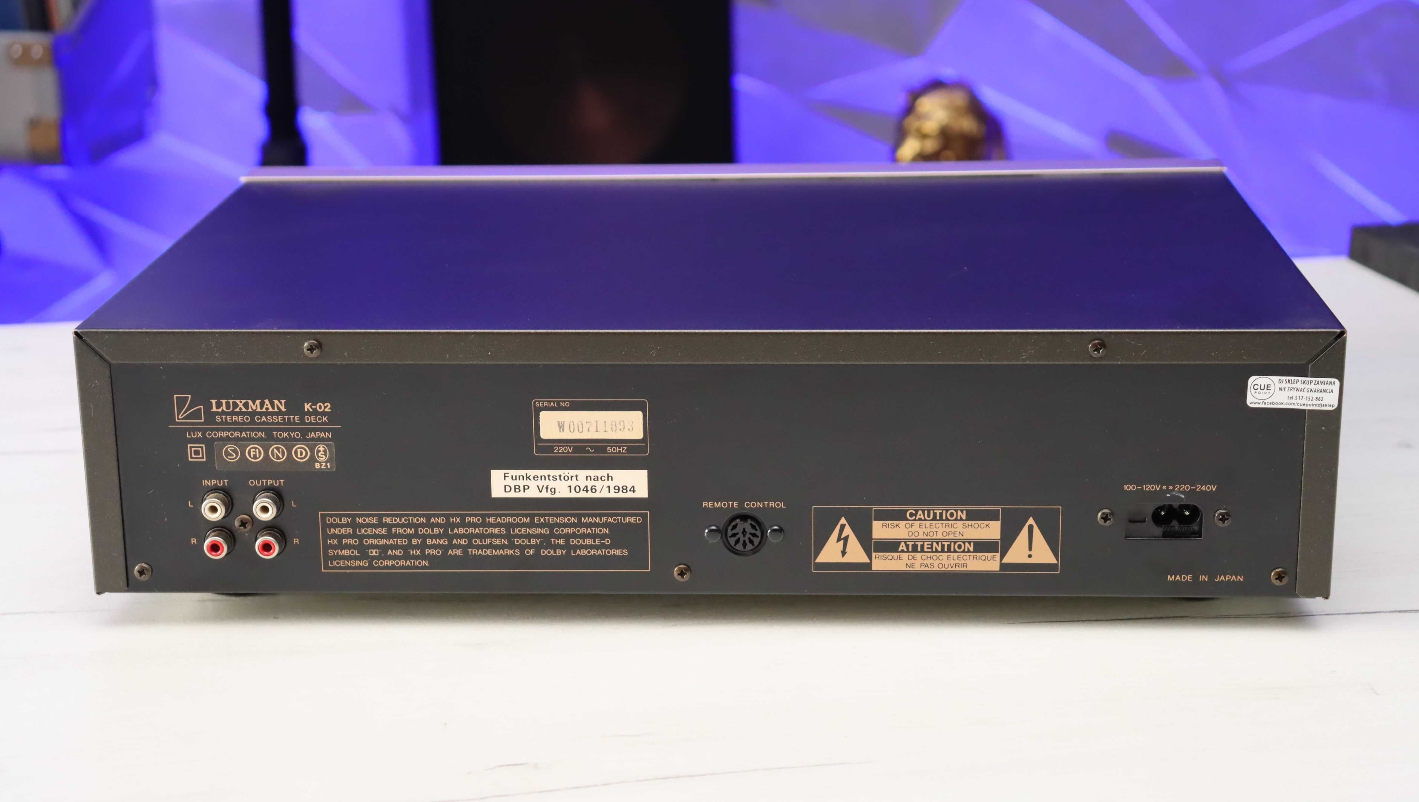 Luxman K-02 Magnetofon Deck Gwarancja pasuje do M-03 C-03