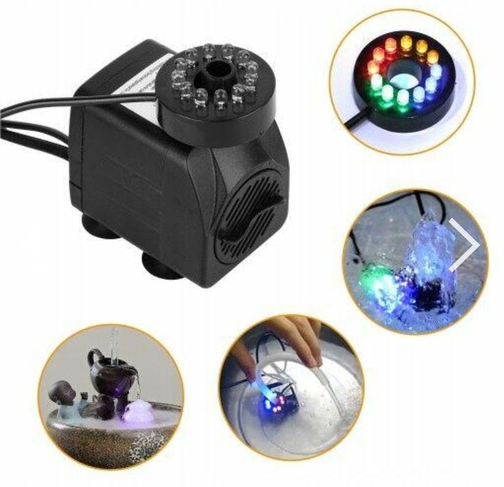 Nowa Okazja Pompa wody 15w do fontanny.12LED.750l/h.Oczko wody.Staw.w