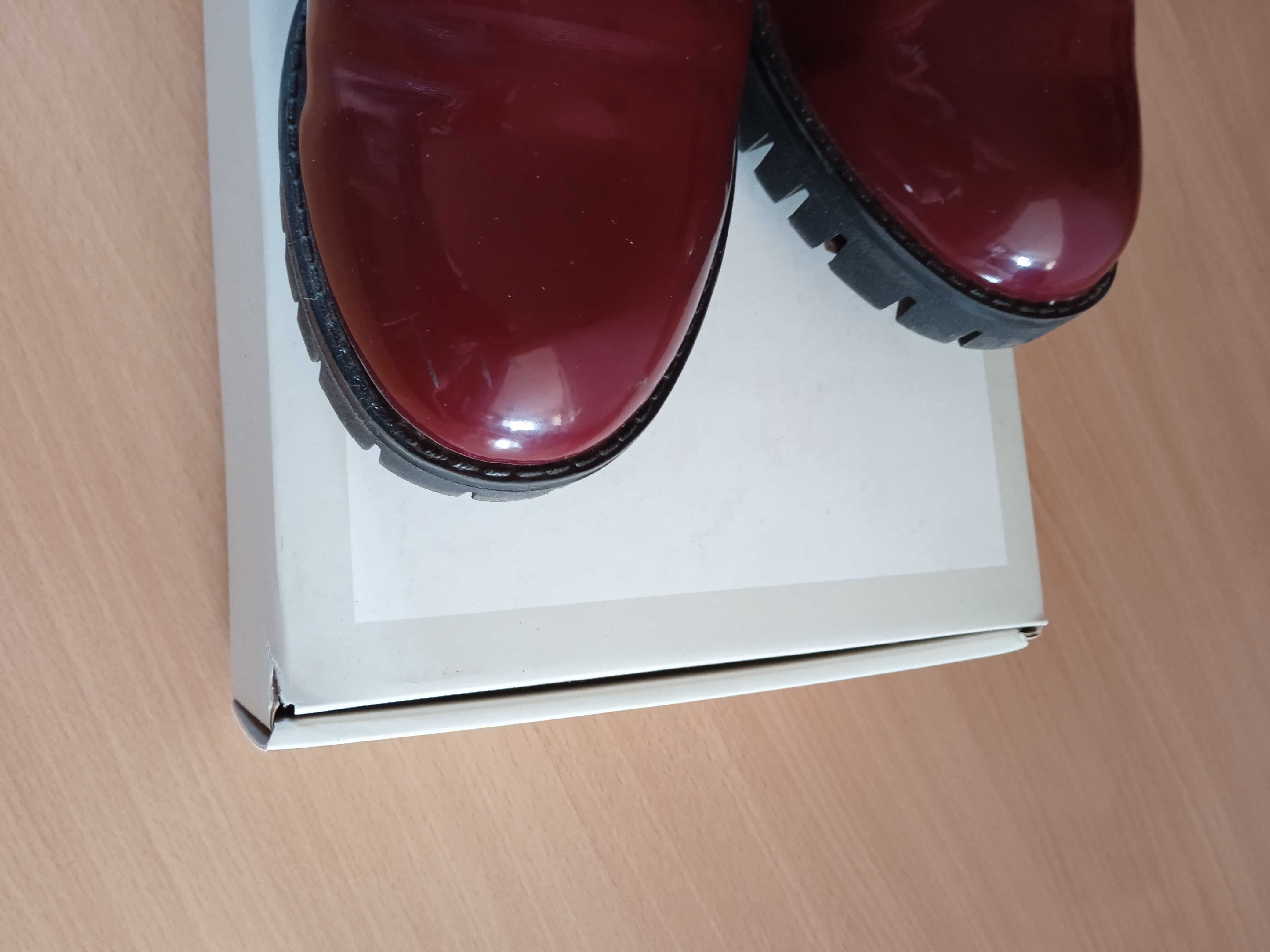 Botki damskie bordowe