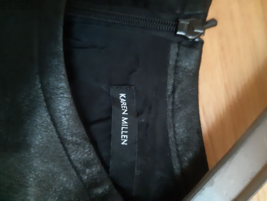 Projektantka Karen Millen USA zjawiskowa sukienka moro & skóra r XS/S