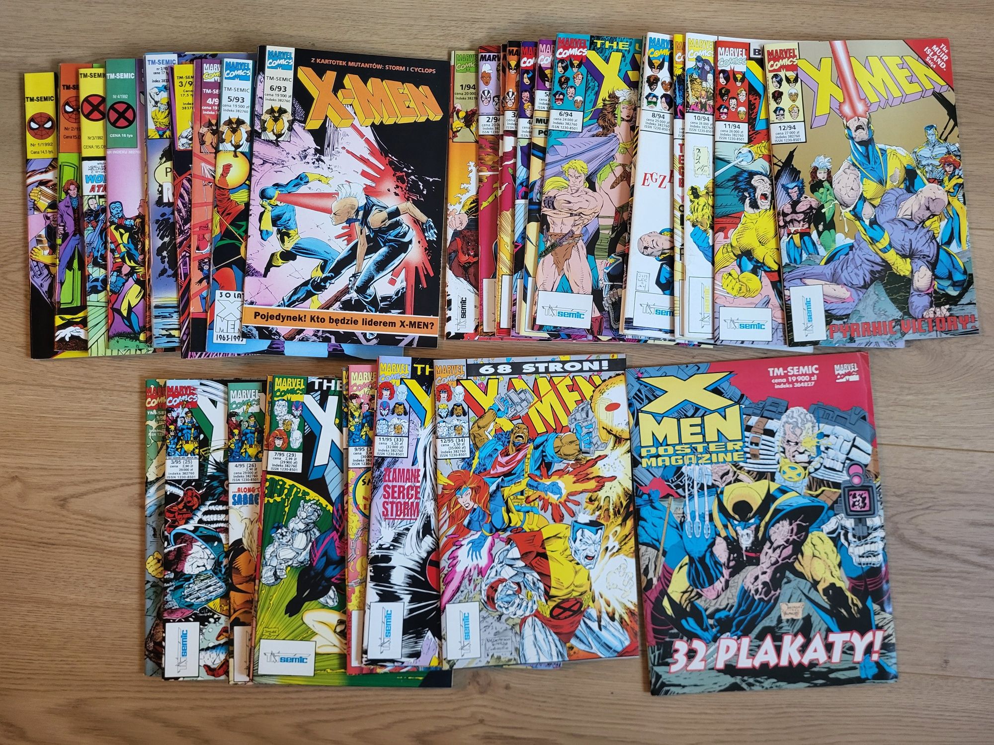 Komplet 34 numery komiks ów X men X-men plus 32 plakaty Tm Semic