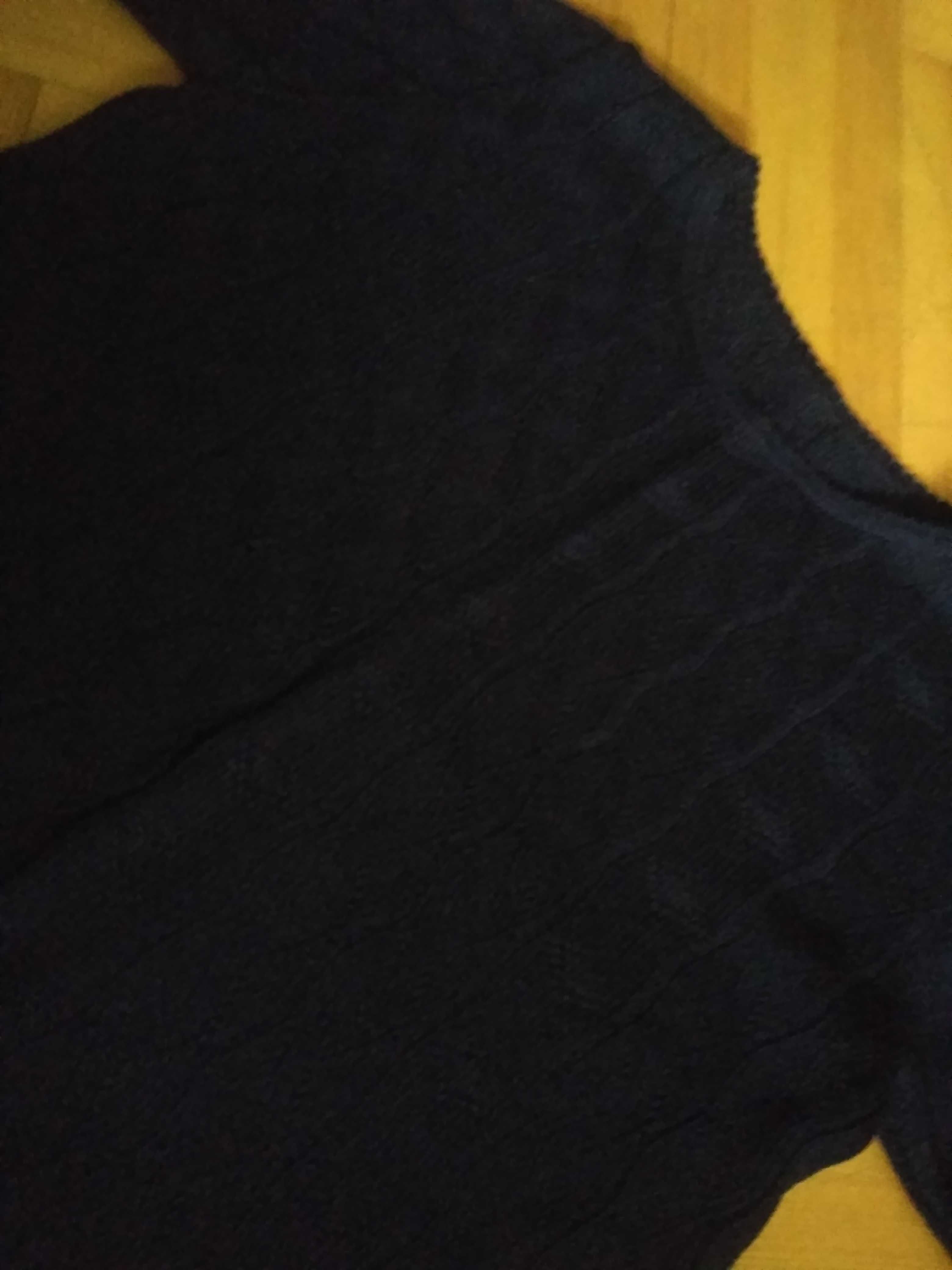 Sweterkowa bluzeczka, ażurowa z krótkim rękawem, granat, roz. 40/42