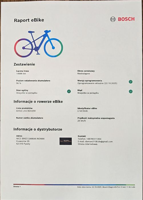 Silnik BOSCH Activ Line 2G generacja 14686 Km 100% sprawny po serwisie