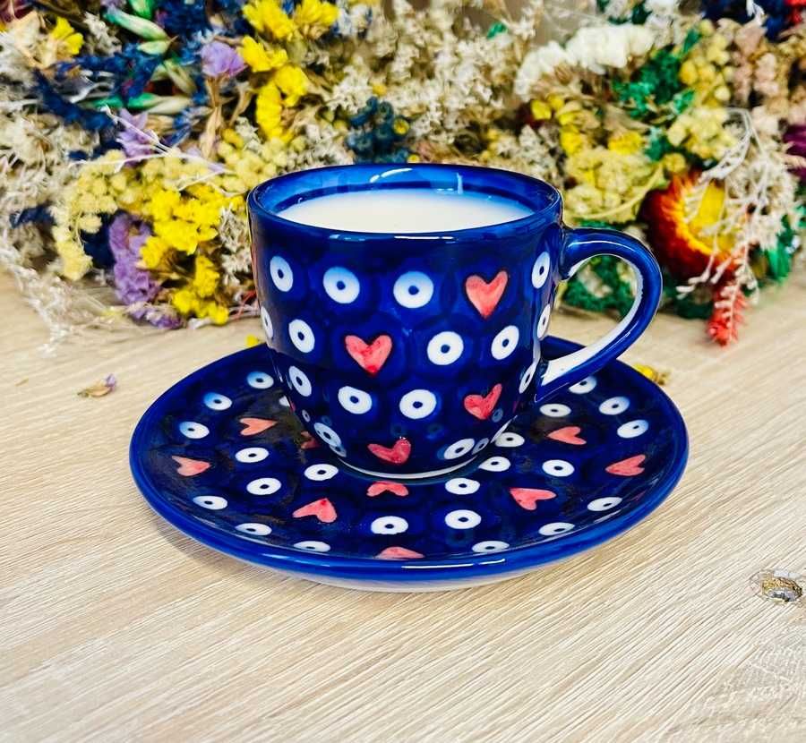 Ceramika Bolesławiec. Filiżanka + spodek espresso 0,11l (2735)