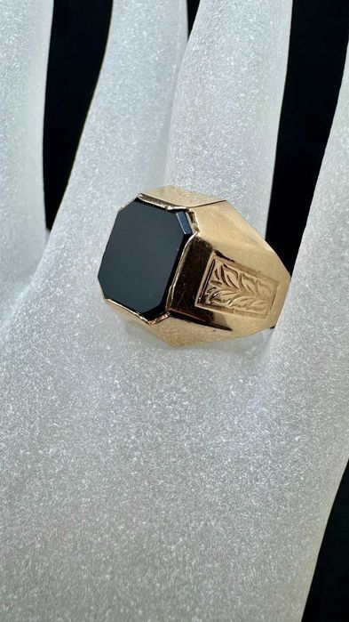 Męski złoty sygnet z czarnym kamieniem 14ct 585, 8,29g, rozmiar: 22