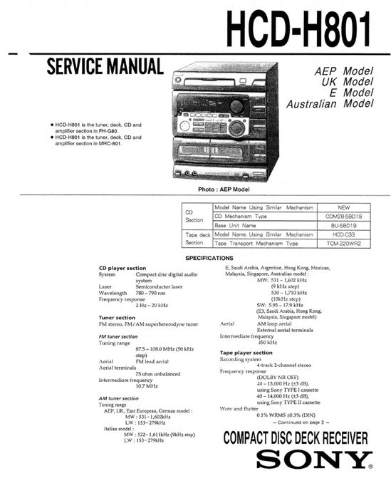 Музичний центер Sony HCD H801 караоке підсилювач звуку стерео Aux