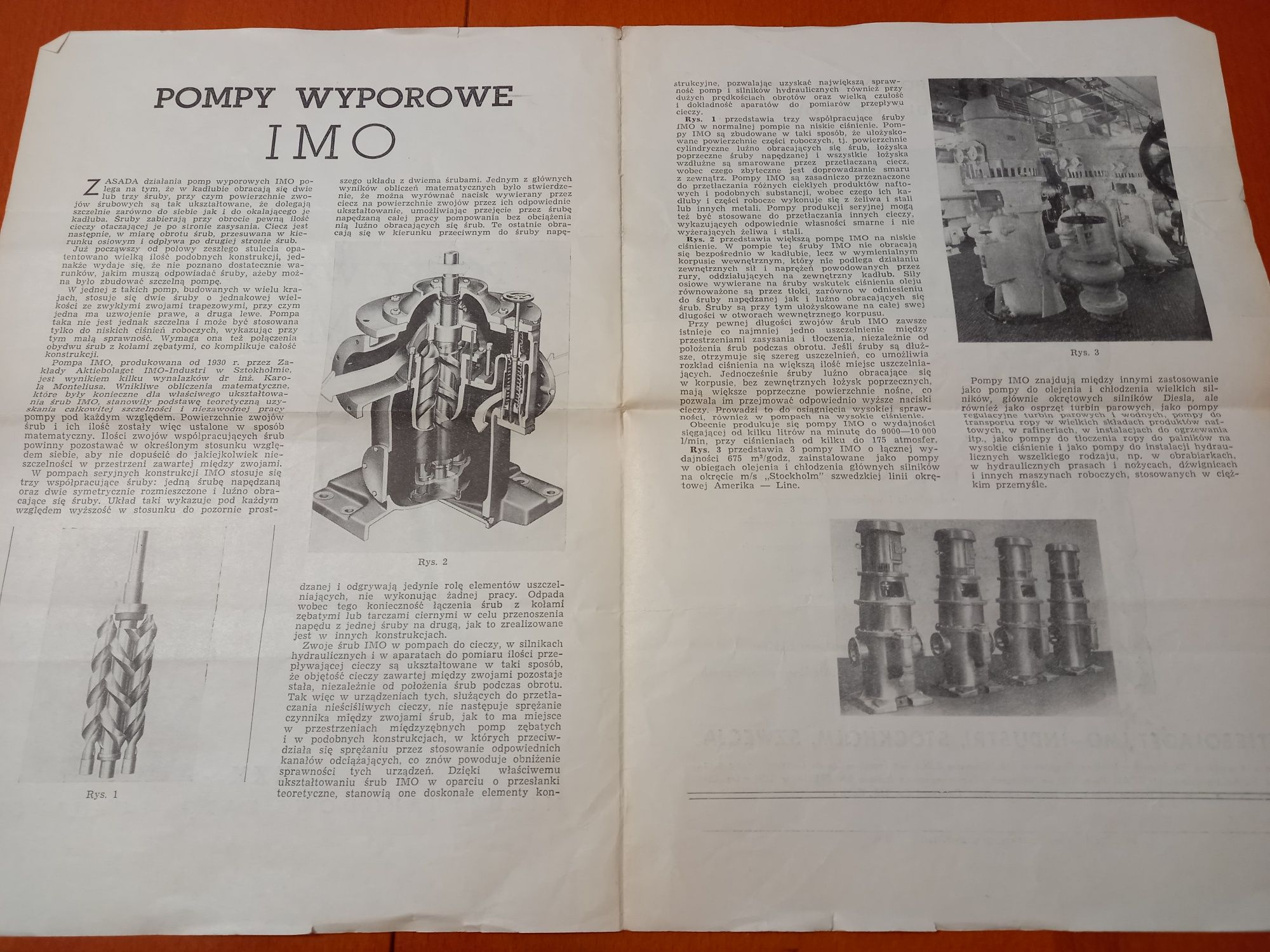 Prospekt Pompy Wyporowe IMO XXX Międzynarodowe Targi Poznańskie 1961