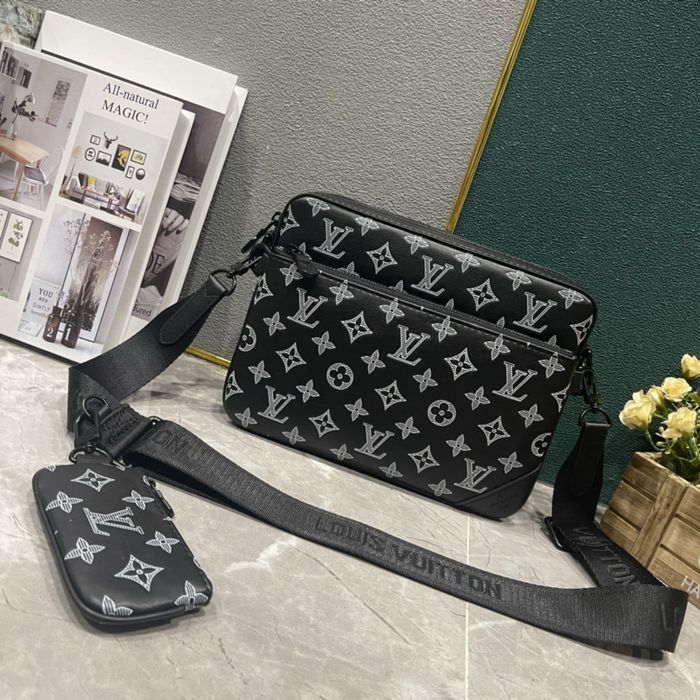 LOUIS VUITTON TRIO 3в1 3v1 messenger сумка мужская кожаная синяя