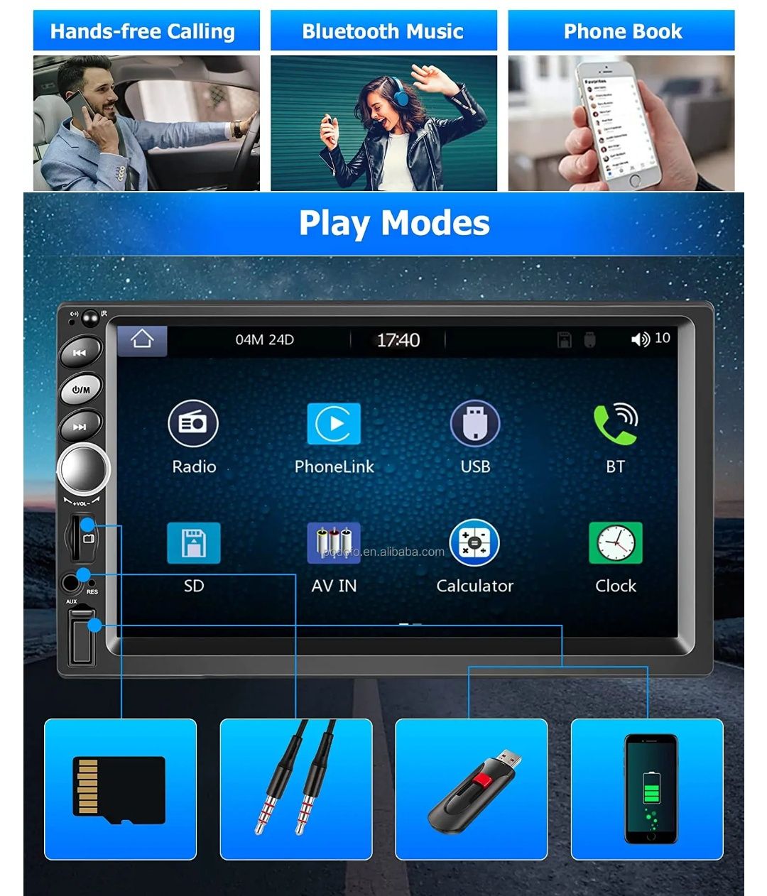 Rádio 2din 7 polegadas botões físicos e touch Bluetooth Carplay NOVO