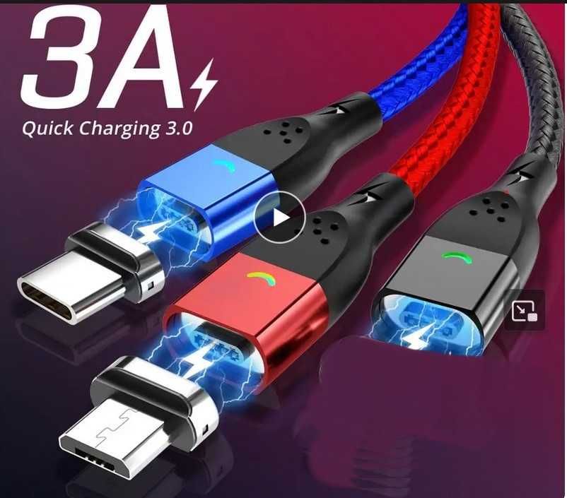 2x kabel magnatyczny Fonken usb C lub micro usb  3A 2m