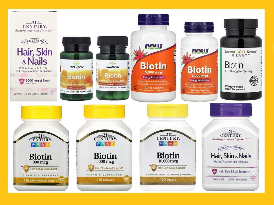 Біотин вітаміни для волосся шкіри нігтів гіалуронова Now Foods Natrol