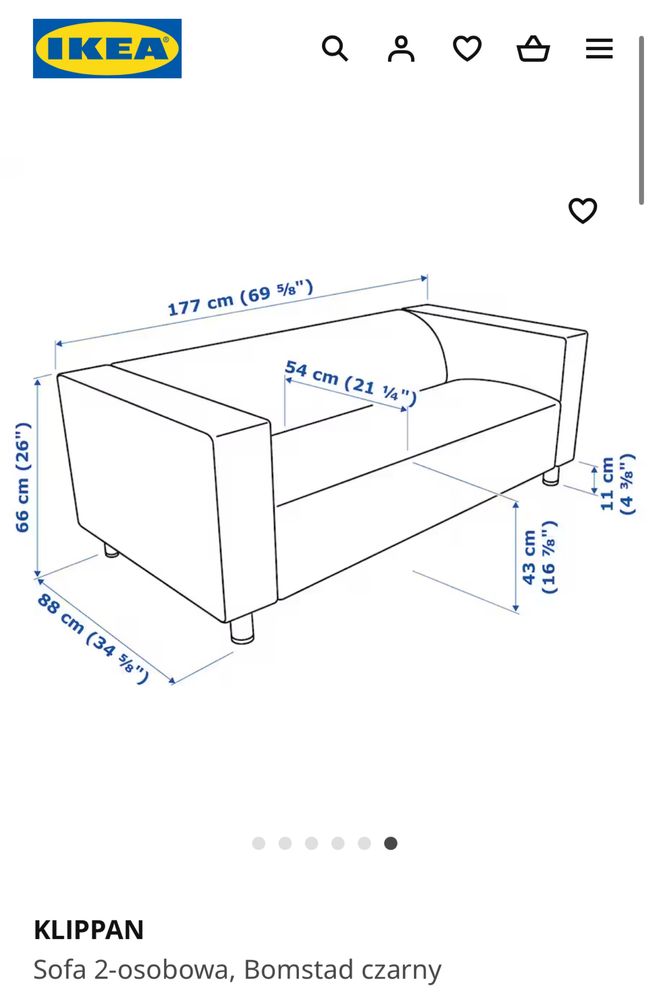 Kanapa dwuosobowa Ikea Klippan ekoskóra