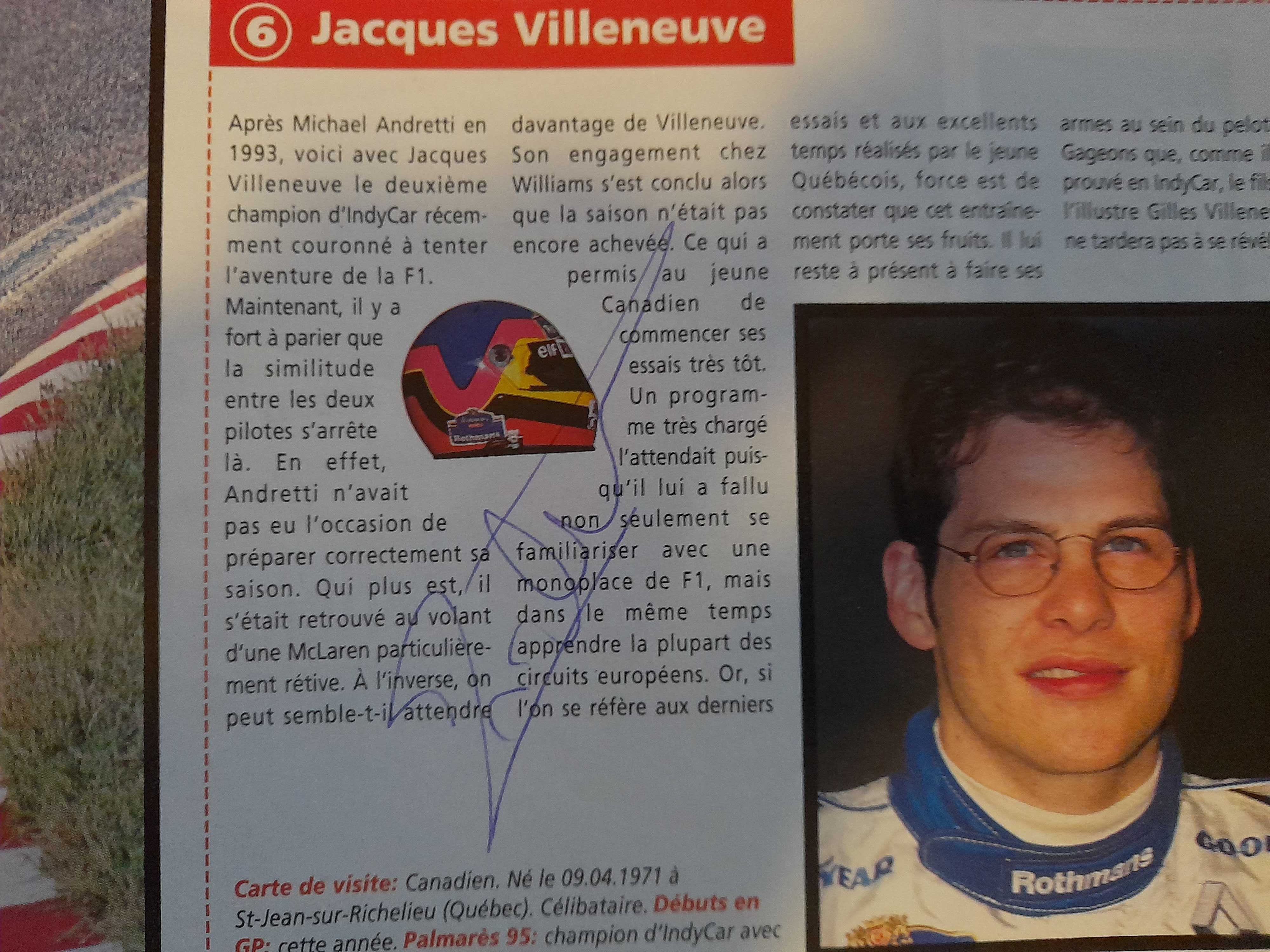 Revista F1 1996 c/autógrafos VILLENEUVE-HAKKINEN-COULTHARD-LAMY etc.