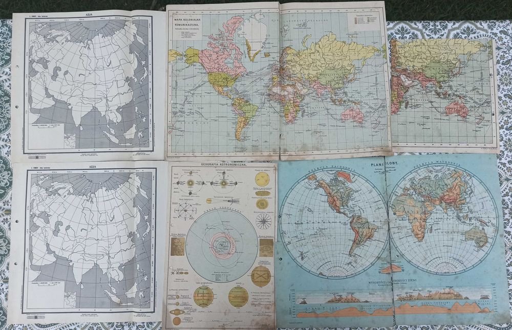Stare przedwojenne mapy z ksiązek, atlasów, gazet