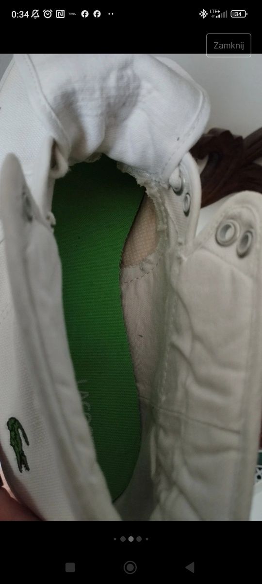 Wysokie białe trampki Lacoste r 36
