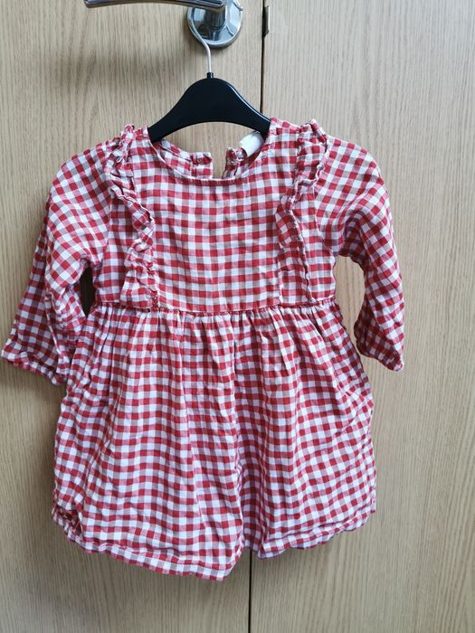Świąteczna sukienka w kratkę rozmiar 74 H&M