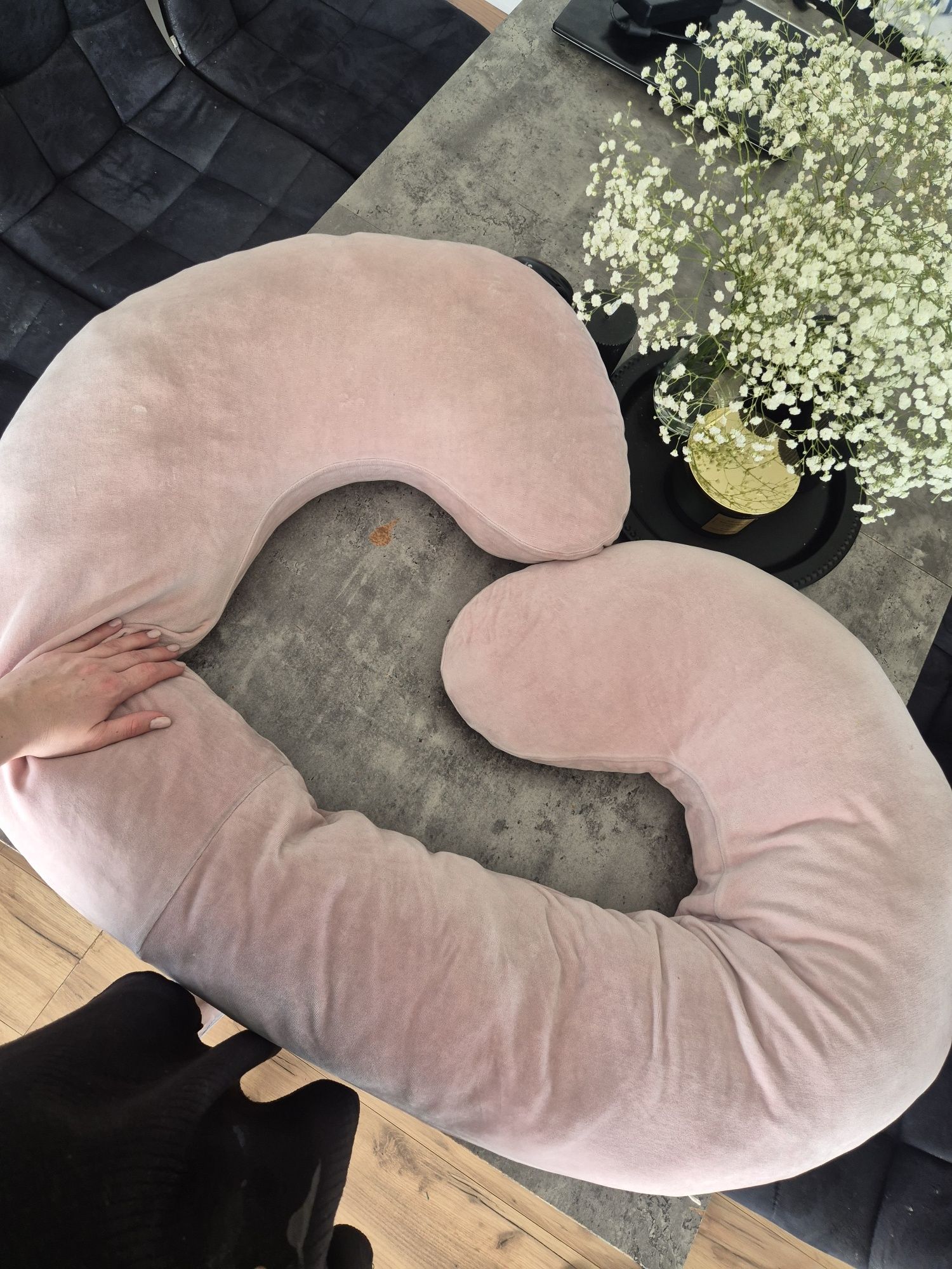 Poduszka ciążowa "C" Motherhood kojec 325cm  welurowa zamszowa różowa