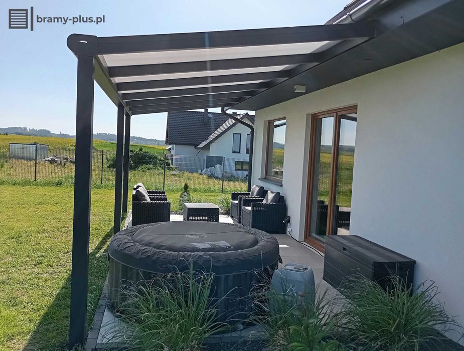 Zadaszenie tarasu 4x4 aluminiowe z montażem poliwęglan mleczny pergola