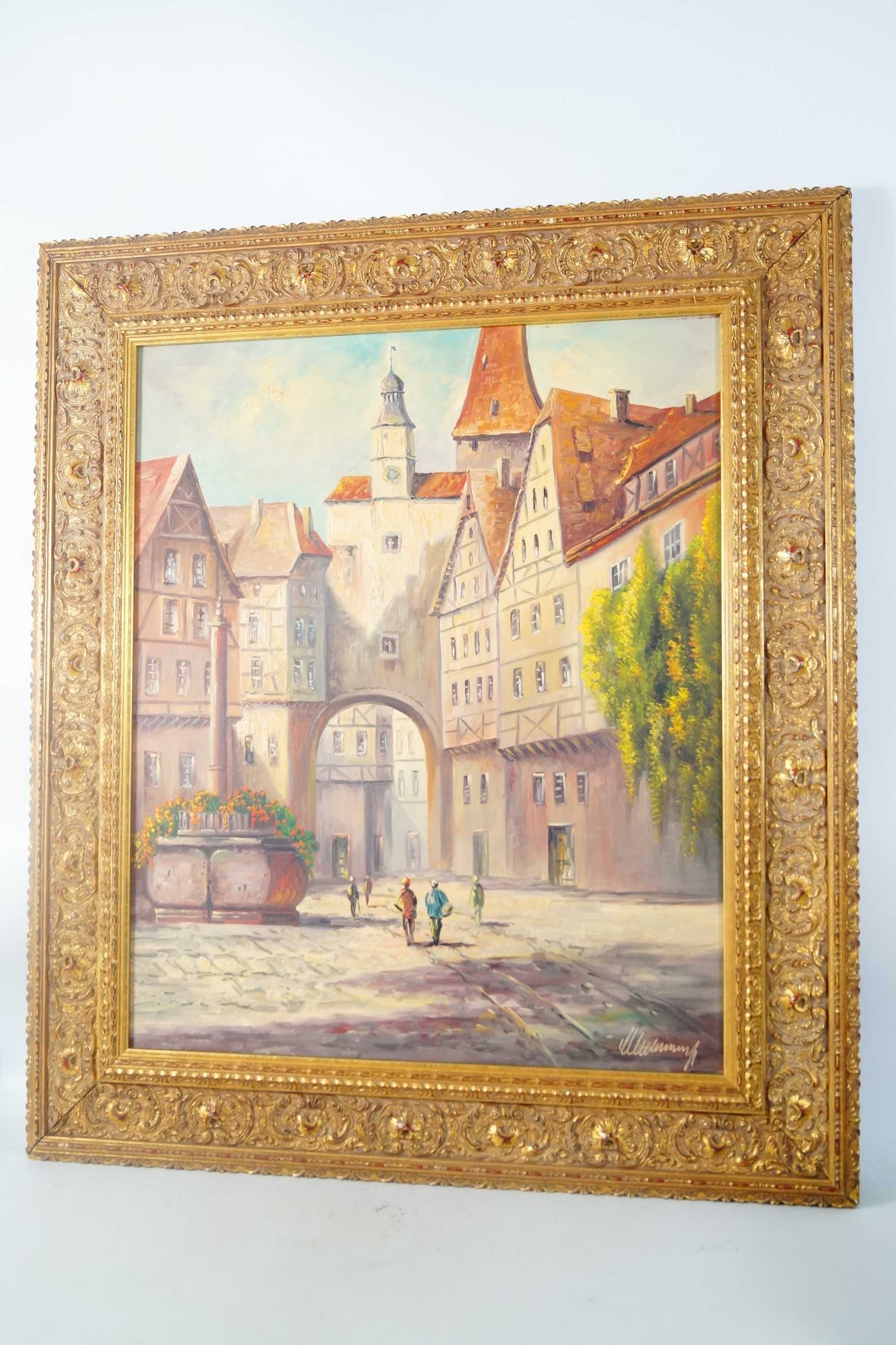 Uliczka w Rothenburgu piękny obraz malowany na płótnie
