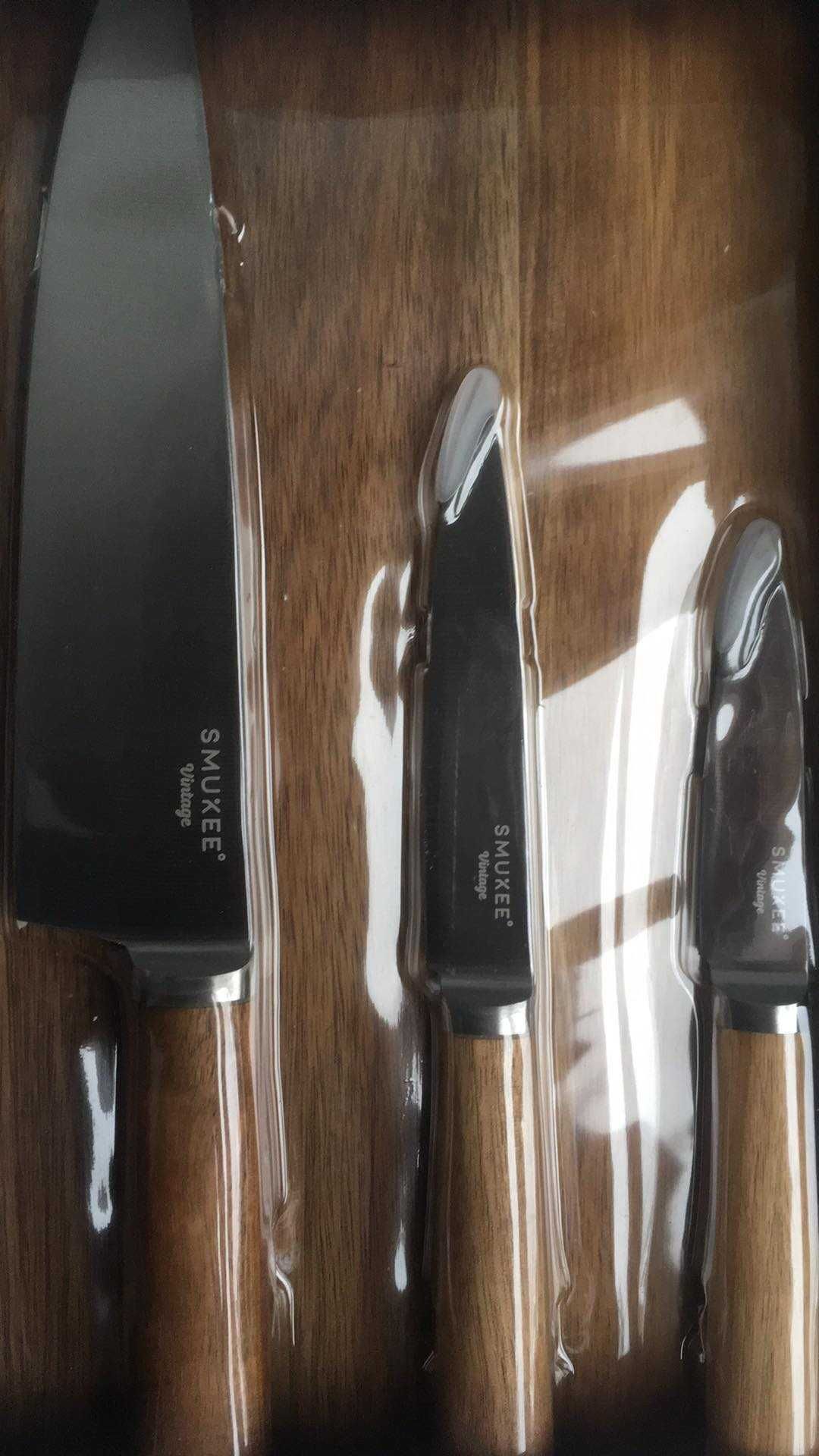 Smukee Vintage zestaw noży kuchennych z deska akacjową