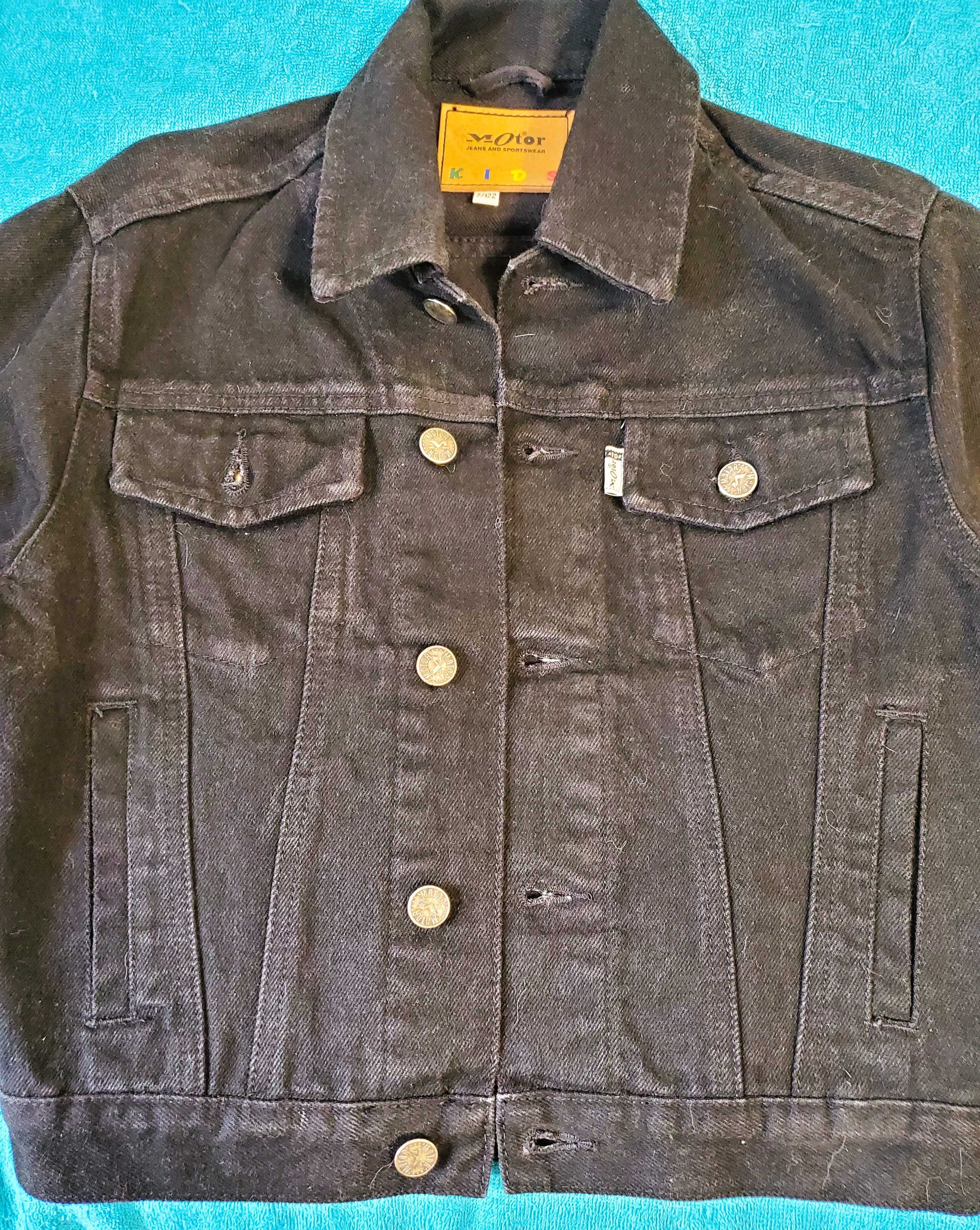 Новая Куртка джинсовая MOTOR JEANS для мальчика 7 лет, черная.