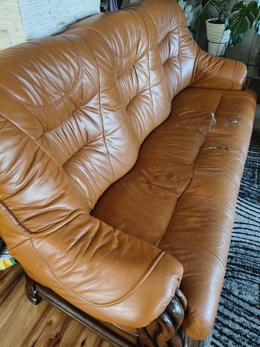 Kanapa skórzana sofa z funkcją spania