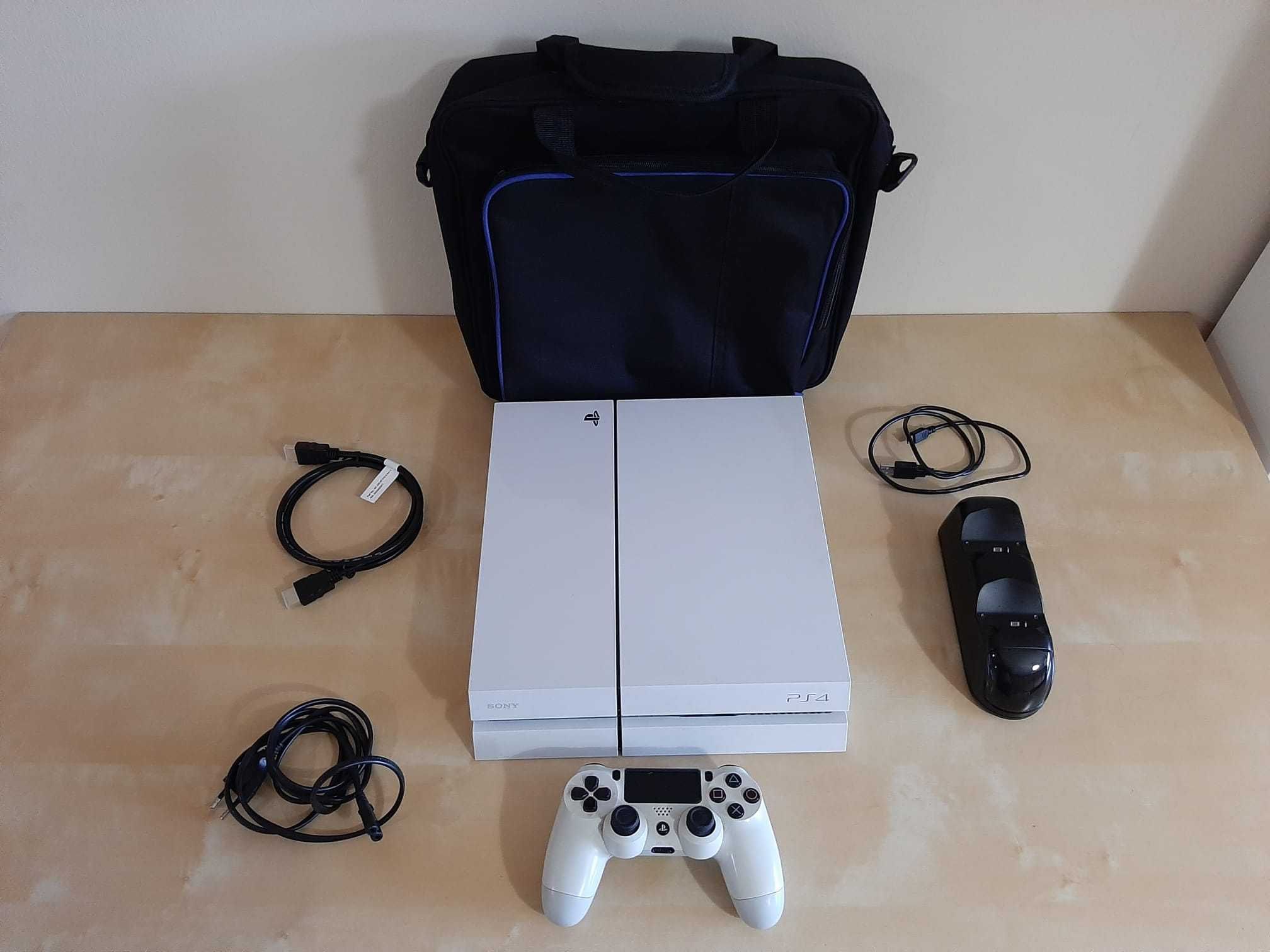 Playstation 4 Branca 500Gbs + Bolsa + Carregador Comandos