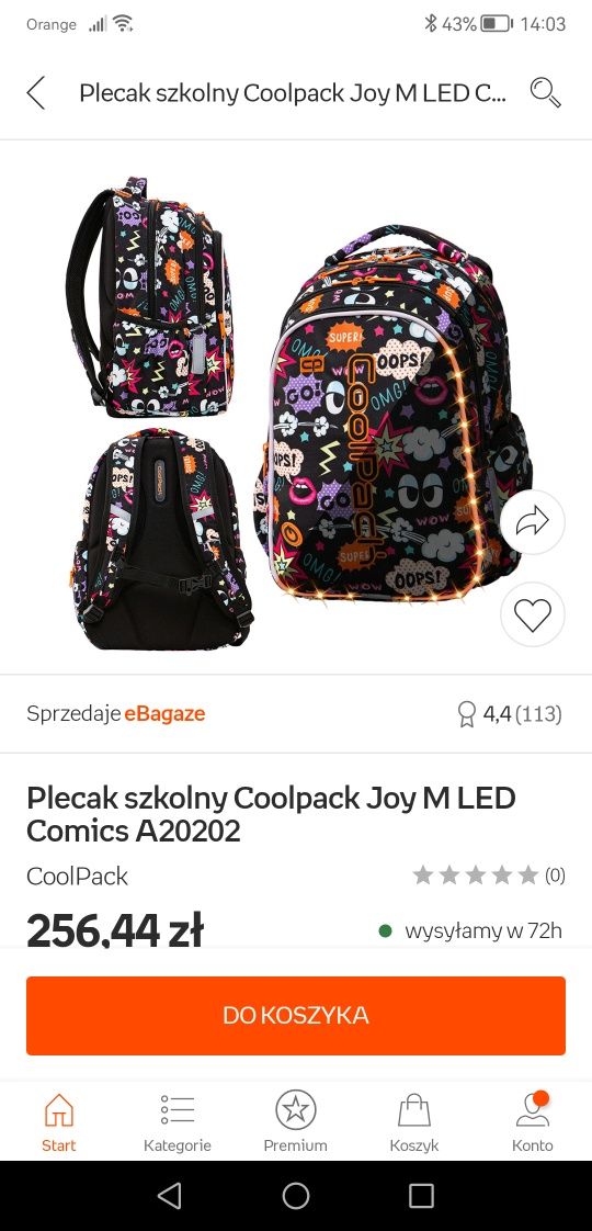 Plecak Coolpack Joy M LED Comics A20202