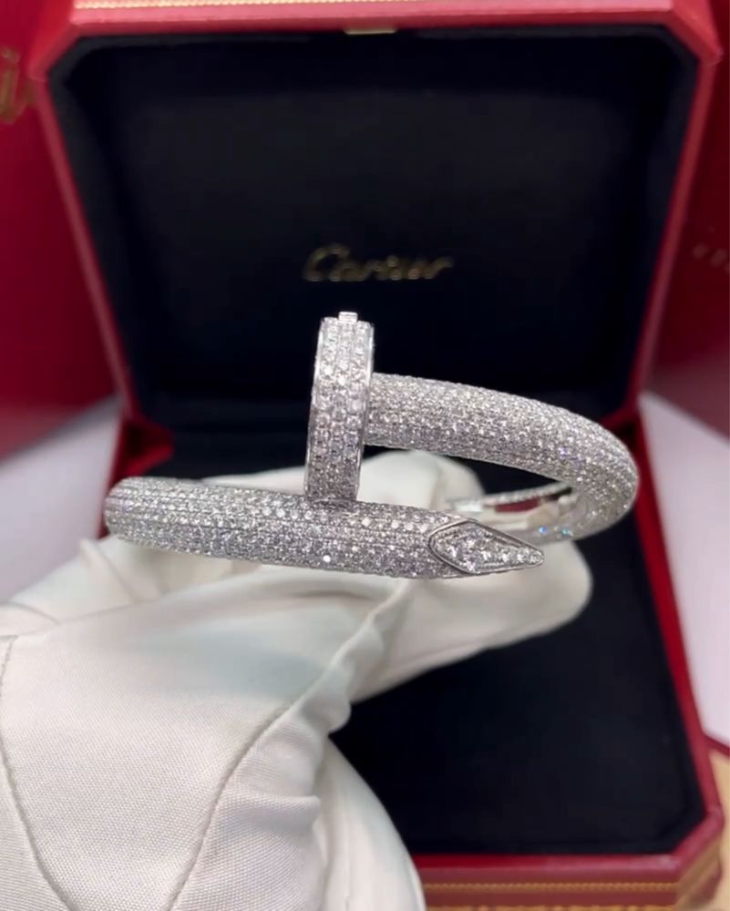 Золотой Браслет в стиле Cartier Juste un Clou 1:1 с бриллиантами 40ct