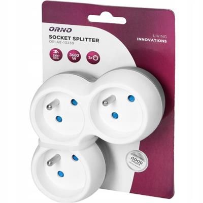 Rozgałęźnik sieciowy 3 gniazda 16A biało szary