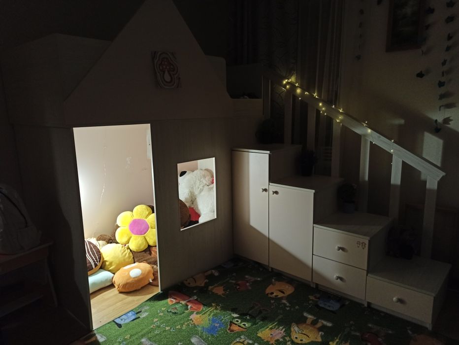 Дитяче ліжко з матрацом ліжко для дівчинки для дитини ліжко-будиночок