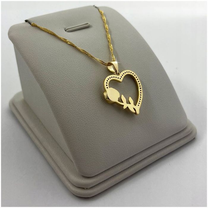 Złoty Naszyjnik Serce 925 Prezent Dla Dziewczynki Na Komunię Chrzest R