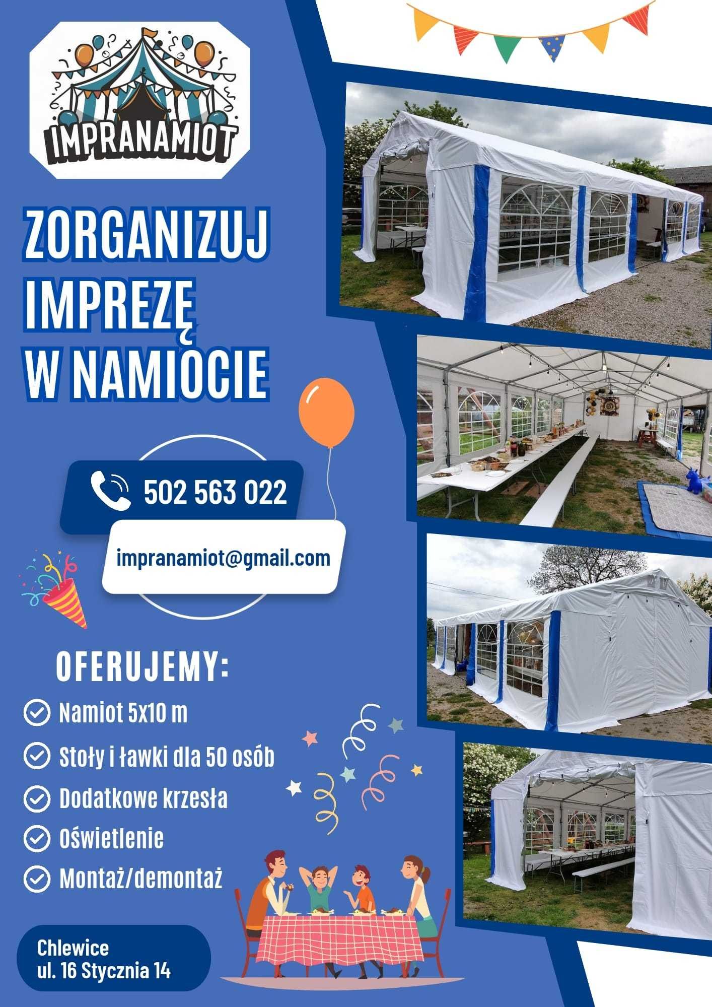 Solidny namiot imprezowy IMPRANAMIOT wynajem, zróbmy imprezę razem! ;)