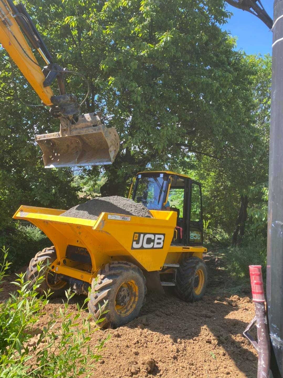 Usługi koparką JCB roboty ziemne niwelacje wyburzenia wykopy Kraków