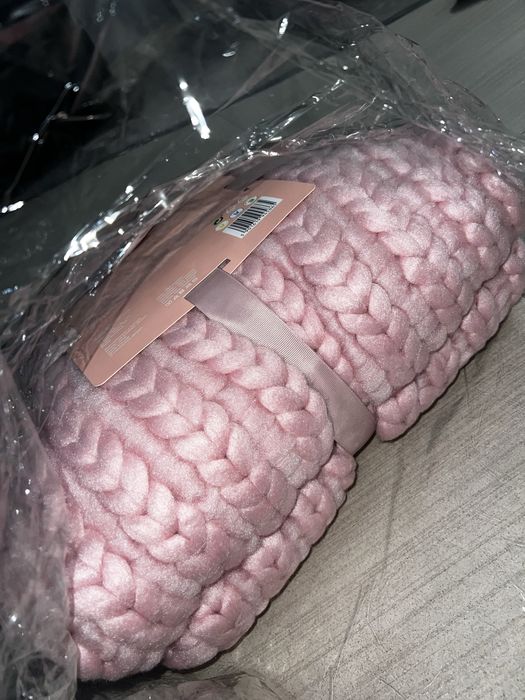 Viral Koc o grubym splocie 120x150 cm pudrowy róż