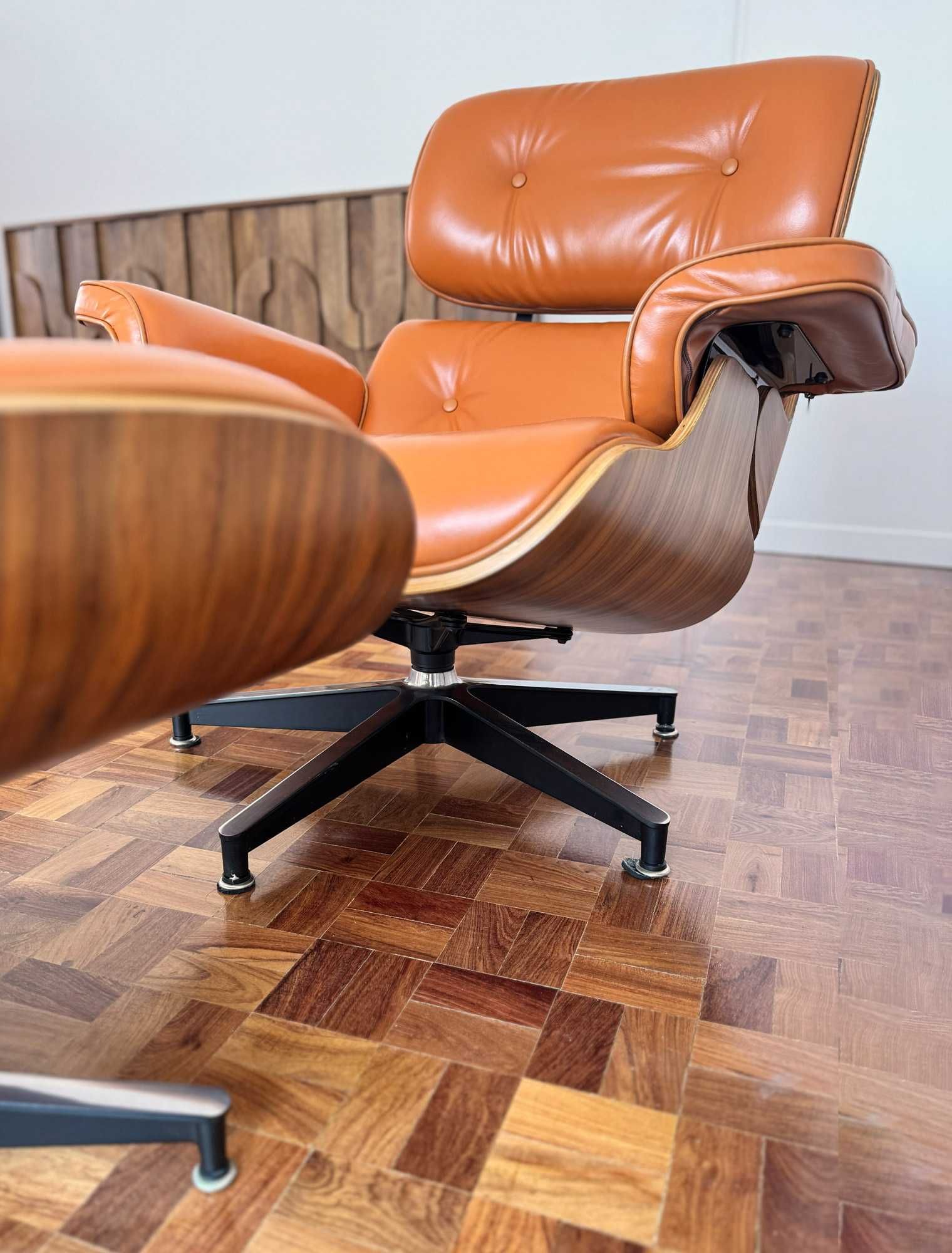 Cadeira lounge Eames com otomano – réplica de alta qualidade