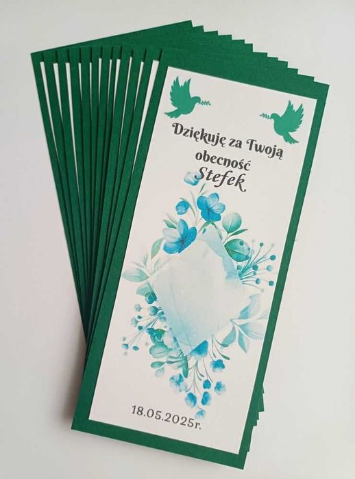 Bileciki do czekoladek Merci Podziękowanie gości na Chrzest Komunia