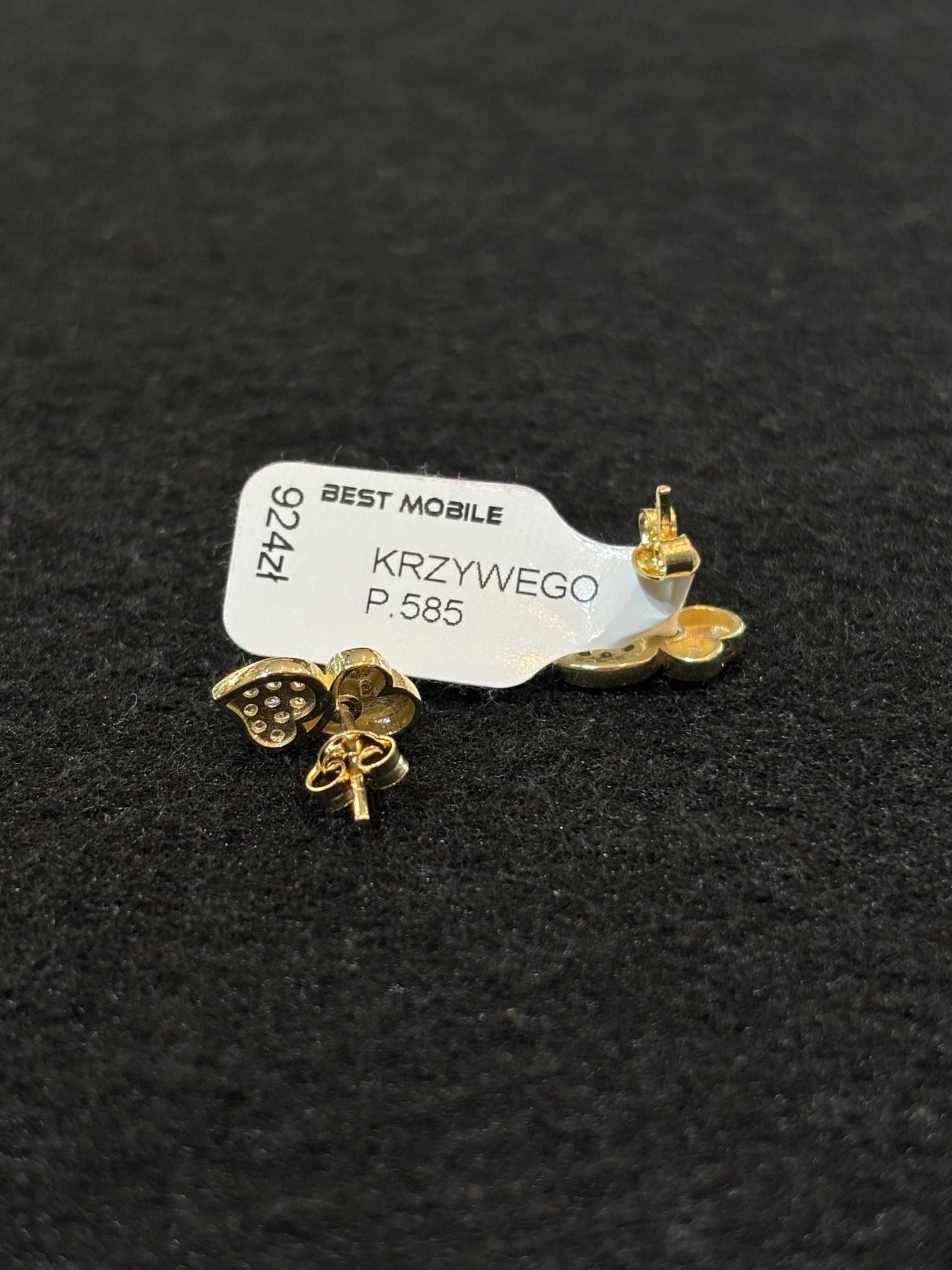 Piękne Nowe złote kolczyki P. 585 W. 1,68G NR 108 Best Mobile KRZY