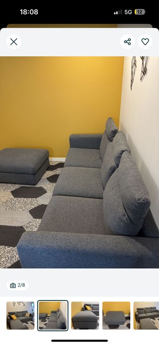 Sofa IKEA 3 lugres + 3 apoios de cabeca + repousa pes (chaise long)