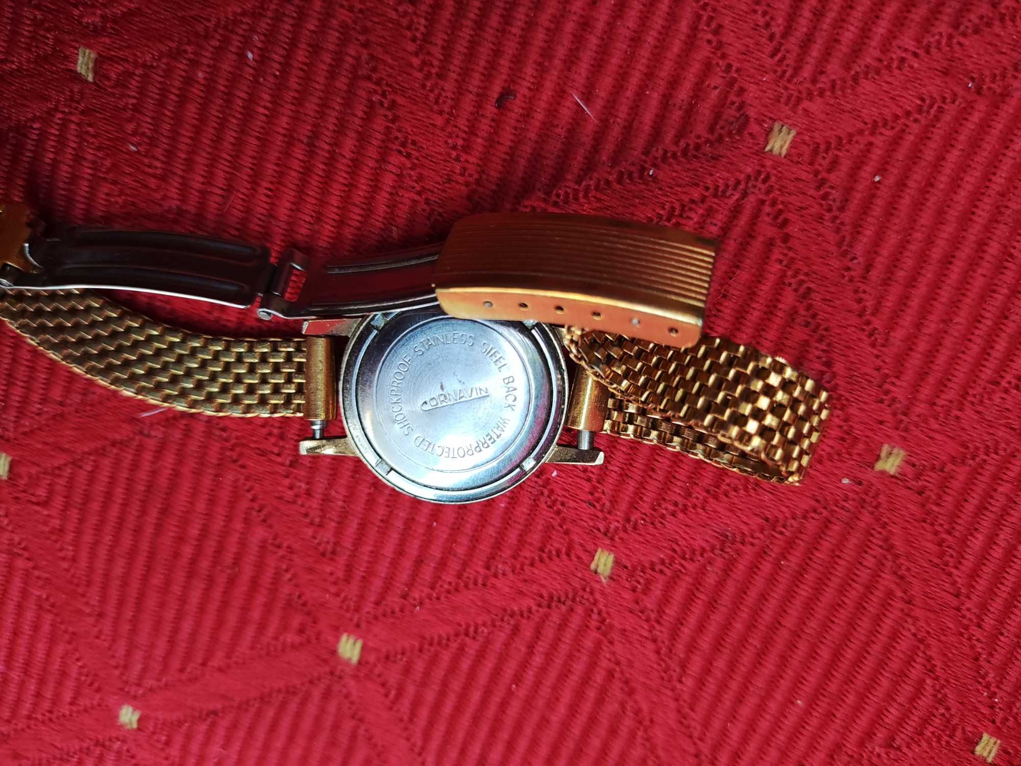 Zegarek Cornavin damski Zegar pozłacany złoty analogowy nakrecany