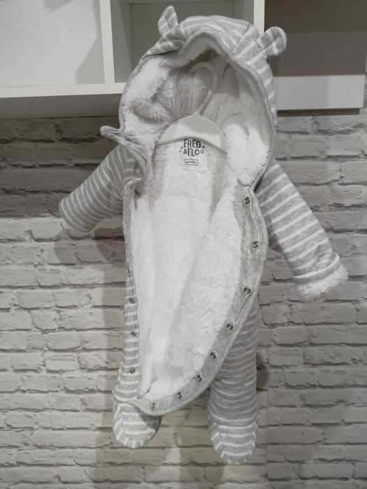 F F 56 62 kombinezon dresowy ciepły pajac miś z uszami zimowy przejsci