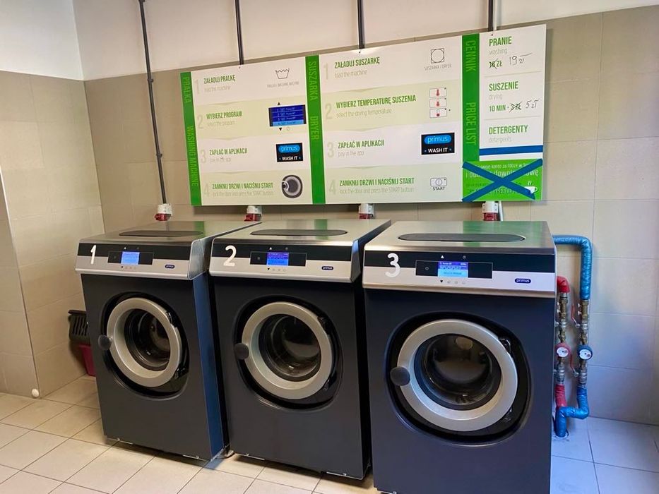Pralnice, suszarki do pralni samoobsługowej  wraz z systemem płatności