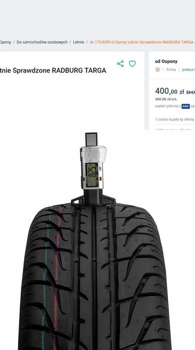 4x 175/65R14 opona bieżnikowana RADBURG TARGA  86T XL PROMOCJA !!!