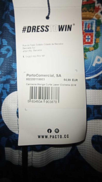 Jersey de Ciclismo FC Porto W52 — Nova e Original!