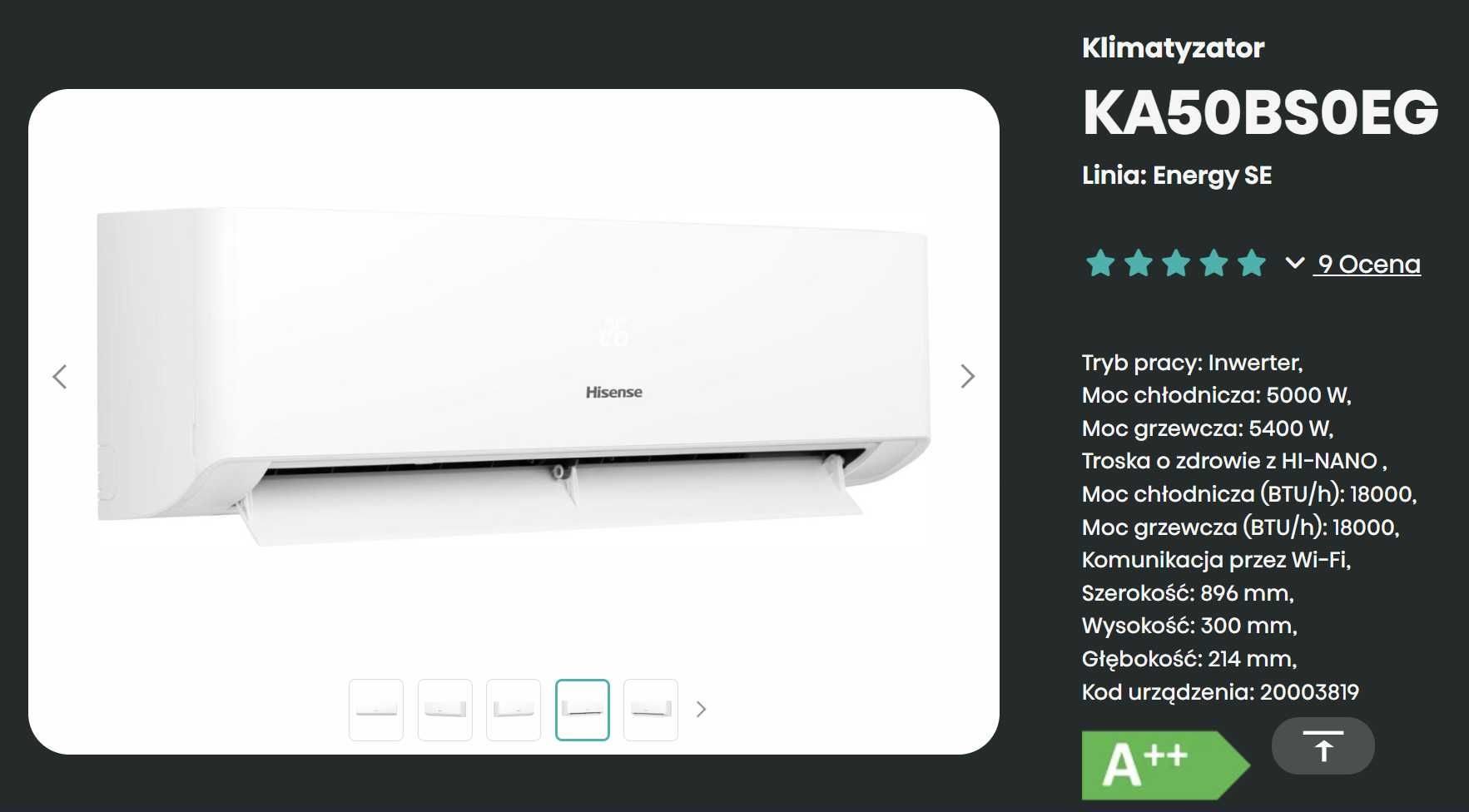 Hisense 6.2KW Klimatyzator Grzanie A++ do 60m2 - WiFi -22°C -56% RABAT