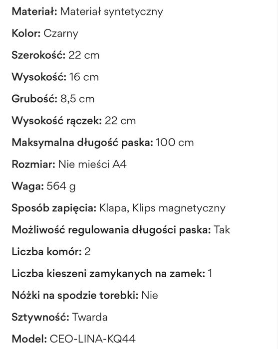 OKAZJA ! Stan idelany! Elegancka czarna torebka-listonoszka Gino Rossi