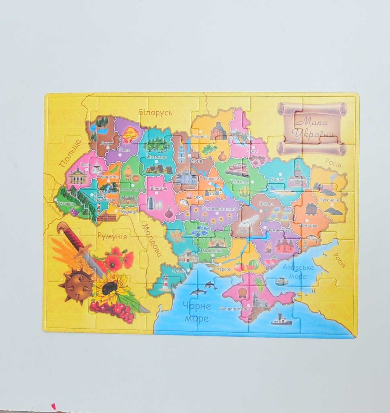Магнитная карта Украины 46х30см карта пазл на холодильник Мапа України