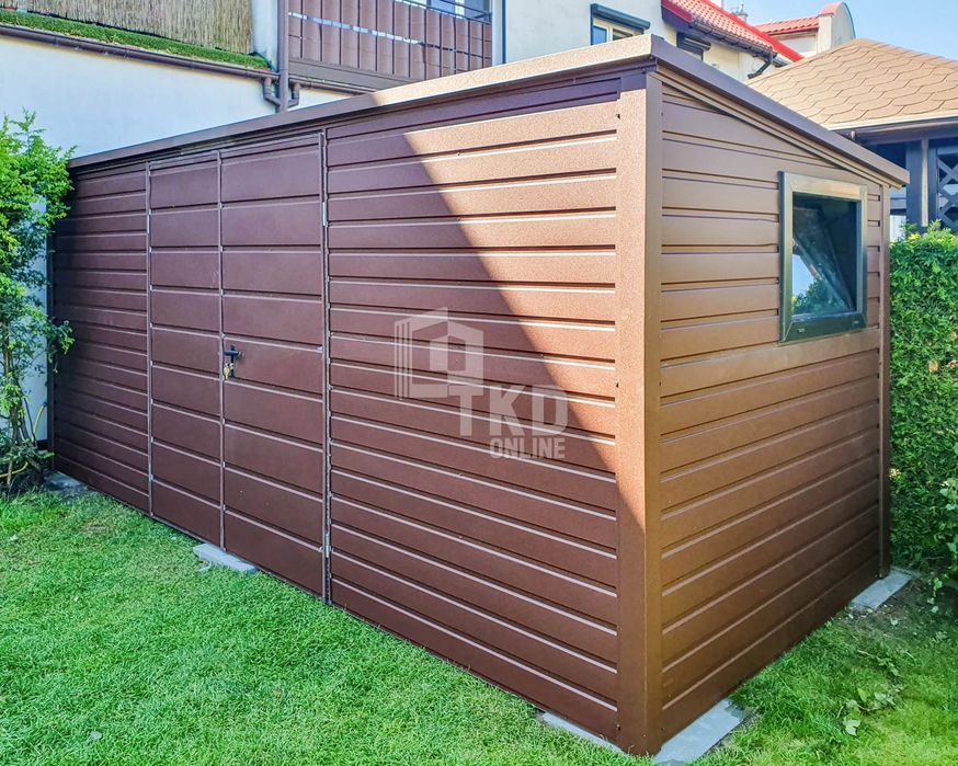 Schowek - Domek Ogrodowy 5,5X2M - Brama Dwuskrzydłowa - Okno Tkd246
