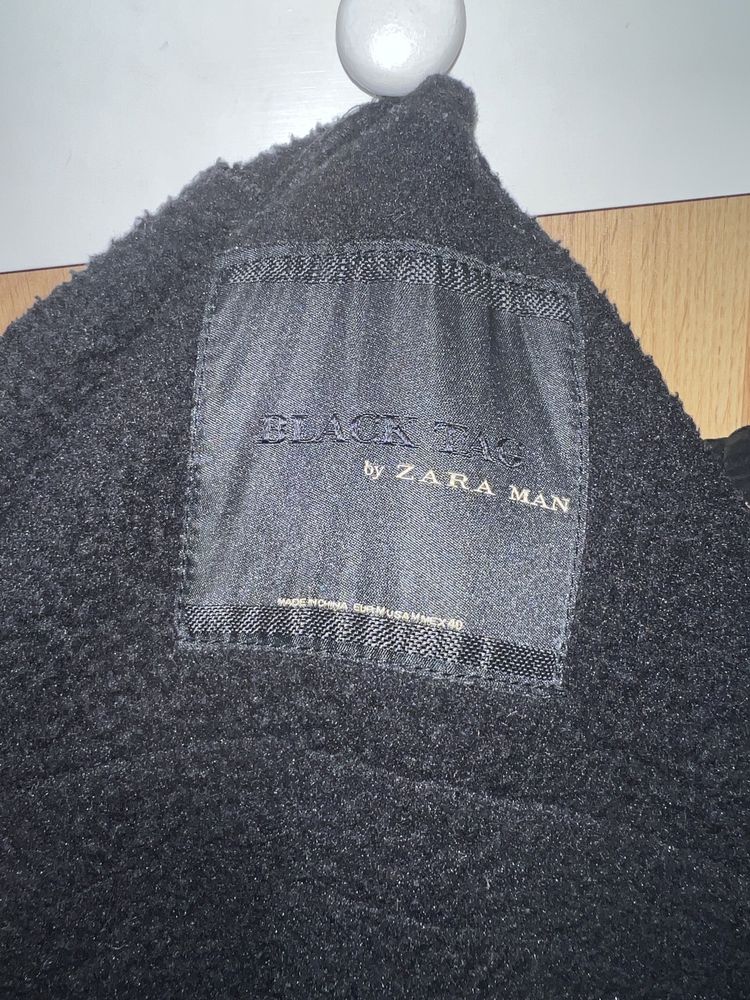 Zara мужская куртка черная М Black Tag пальто капюшон