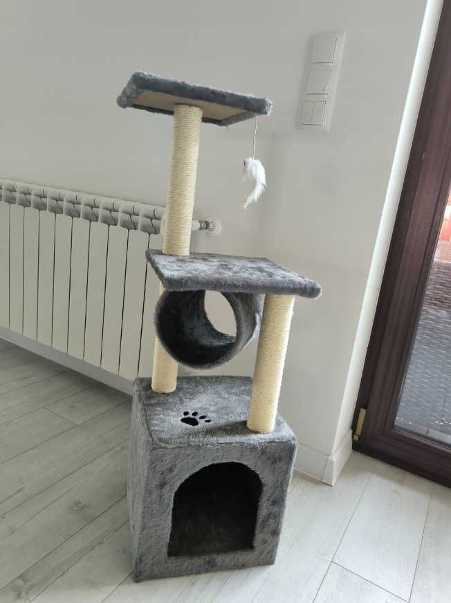 NOWY drapak dla kota nowoczesny design z funkcjonalnym domkiem
